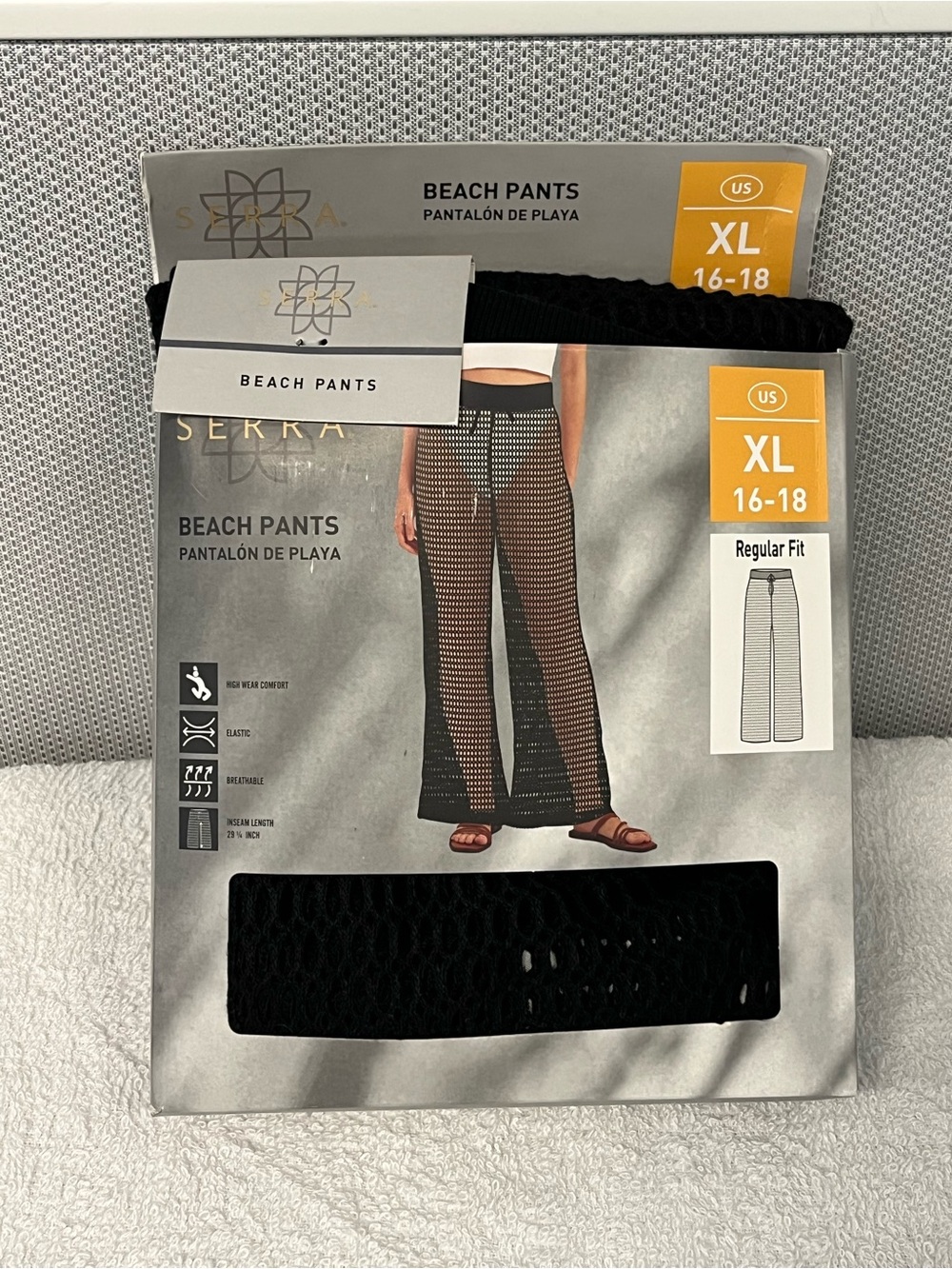 Black crochet beach pants/ swim coverups/ wide leg, elastic waist. XL. NWT - Picture 2 of 7